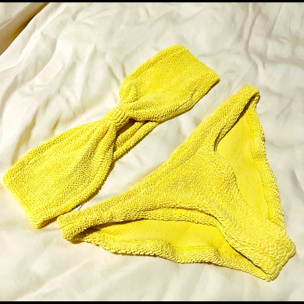 Hunza G Yellow two piece bikini
